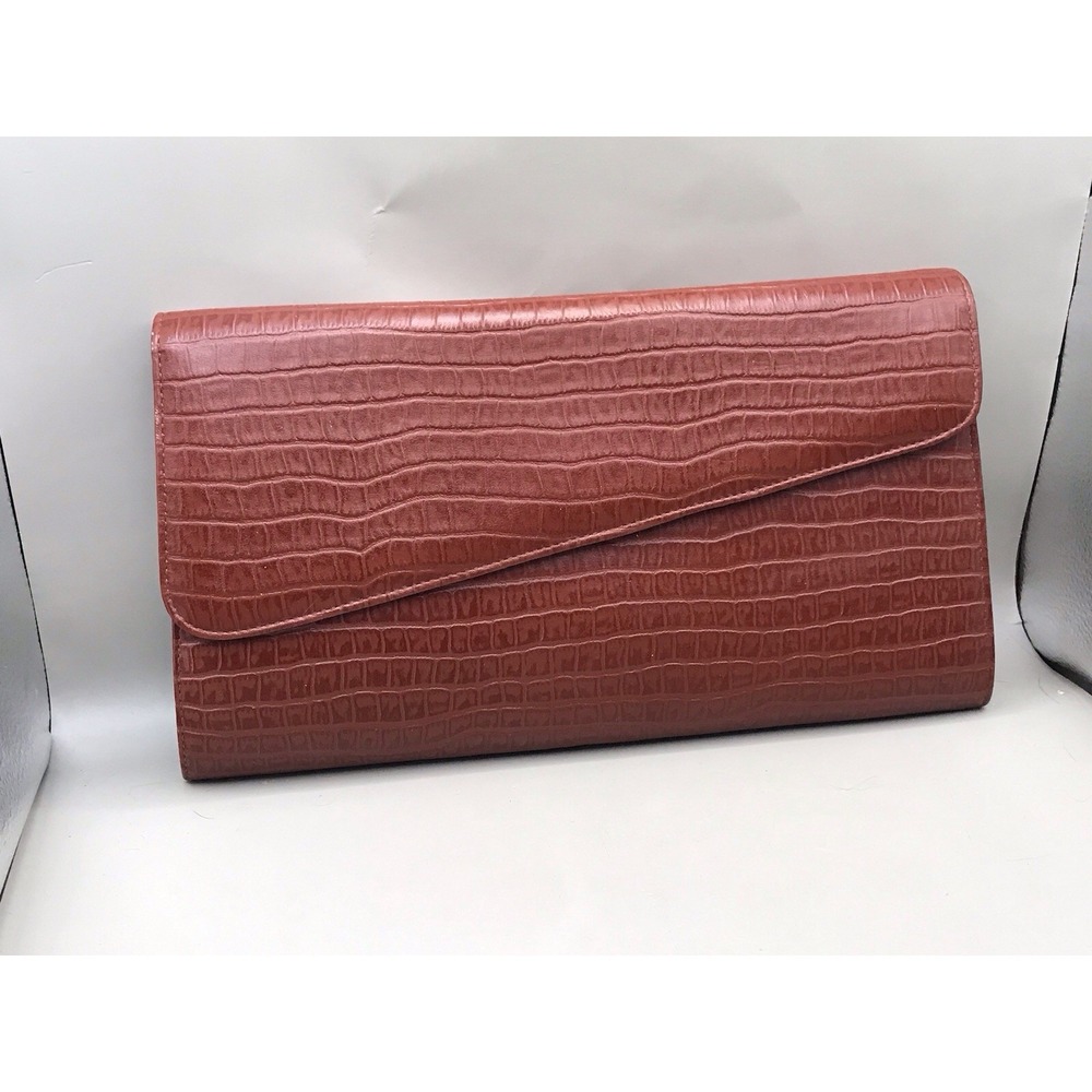 Clutch‎ Red Alligator Crocodile Genuine Leather Purse Bag 80's